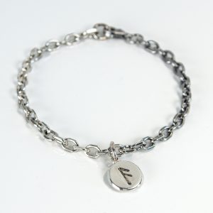 Sterling silver Frum charm bracelet with Algiz rune